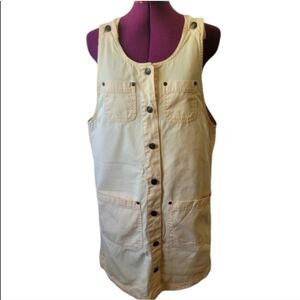 Vintage Basic Editions Butter Yellow Overall Stud Button Strap Mini Dress, SZ S